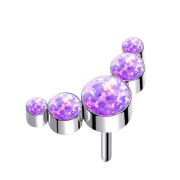 Threadless argento cinque opali viola