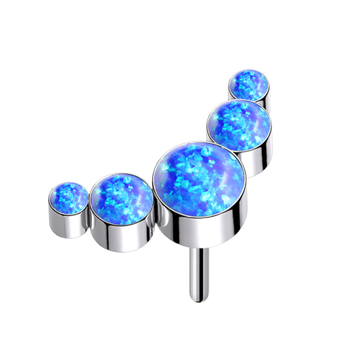 Threadless argento cinque opali blu