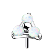 Threadless silber Dreieck drei Opale weiss