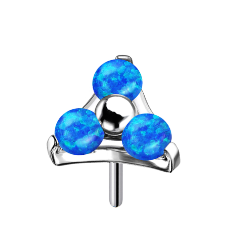 Threadless silber Dreieck drei Opale blau