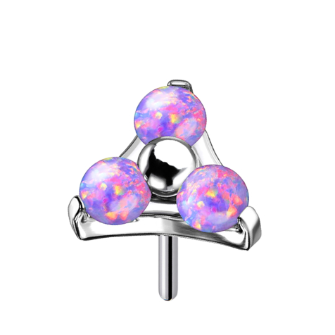 Threadless silber Dreieck drei Opale violett