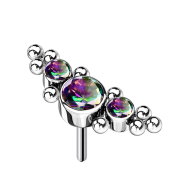 Threadless silver center with beads and three dark...