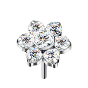 Filo senza filettatura argento Fiori cristalli argento