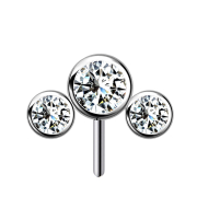 Sans filetage argent avant trois cristaux argent