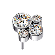 Threadless argento quattro cristalli argento