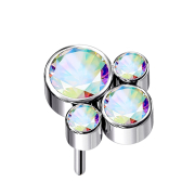 Threadless argento quattro cristalli multicolore