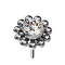 Threadless silver ball flower crystal silver