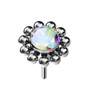 Threadless argento fiore a sfera cristallo multicolore