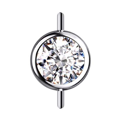 Raccordo senza filettatura Cilindro argento frontale con cristallo argento