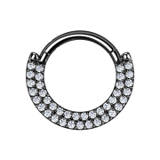 Micro segment ring hinged black shield double front...
