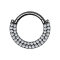 Micro segment ring, foldable, black, double front shield, silver crystals