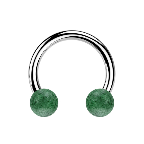 Micro Circular Barbell Innengewinde silber mit zwei Kugeln Jade Stein
