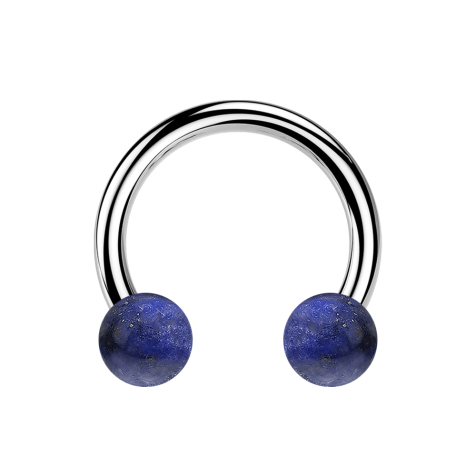 Micro Circular Barbell internal thread silver with two spheres sodalite stone