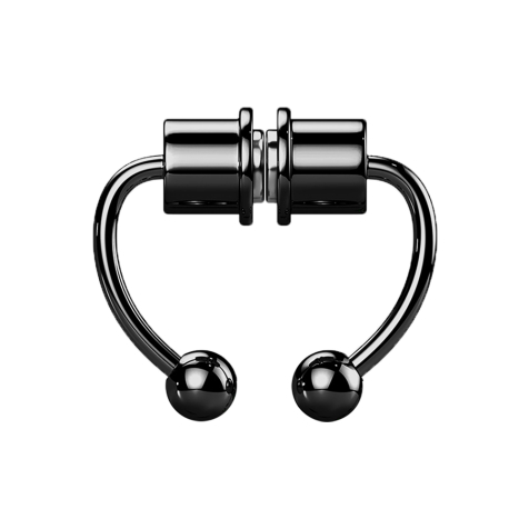 Faux septum aimant noir Circular Barbell avec deux boules