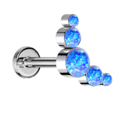 Micro Labret Internal Thread Silver Five Blue Opals