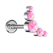 Micro Labret Internal Thread Silver Five Opals Pink