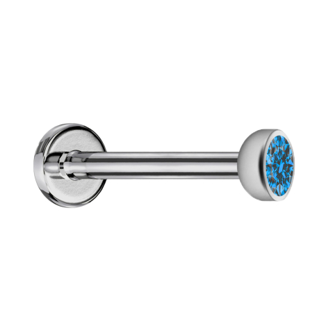 Micro labret internal thread silver with hemisphere crystal light blue