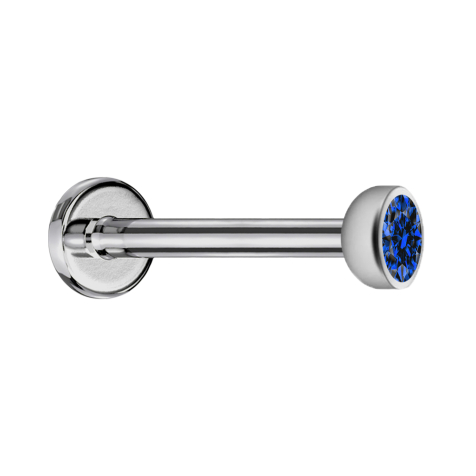 Micro labret internal thread silver with hemisphere crystal dark blue