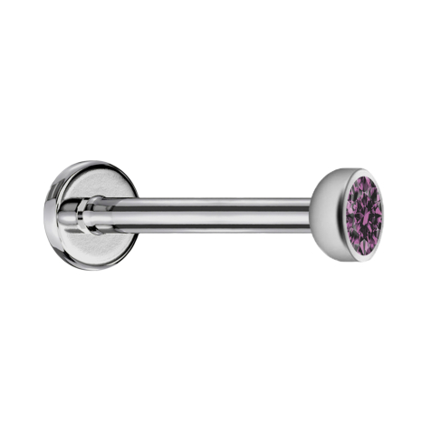 Micro Labret Innengewinde silber mit Halbkugel Kristall hellviolett