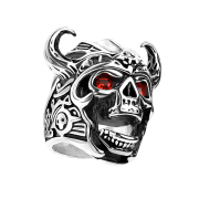 Ring silber Wikinger Totenkopf mit Kristallaugen
