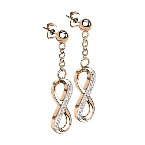 Ohrstecker rosegold Kugel Anhänger Unendlich mit Kristallen
