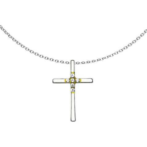 Chaîne argent pendentif croix avec cristal