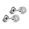 Silver cylinder stud earrings with crystal set in silver