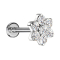 Micro Labret filettatura interna argento con fiore cristalli argento
