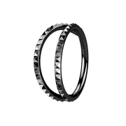 Micro segment ring hinged black two rings pyramids