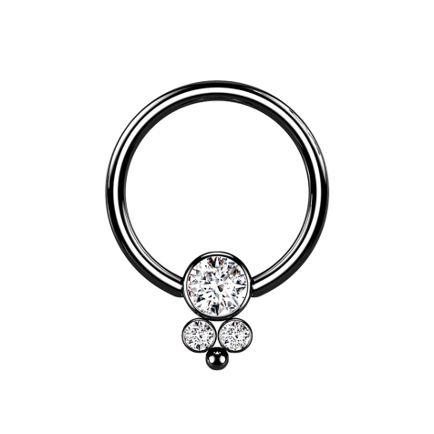 Ball closure ring black disc with three crystals