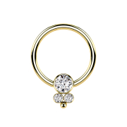 Anello di chiusura a sfera disco placcato oro con tre...