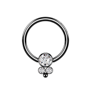 Ball Closure Ring schwarz Scheibe mit drei Kristallen