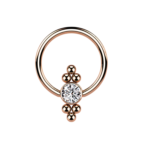 Ball Closure Ring rosegold Scheibe Kristall und Kugeln