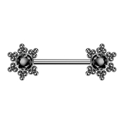 Threadless barbell silver star balls with crystal black