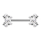 Threadless Barbell argent Boules avec cinq cristaux argent