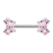 Threadless Barbell argent boules avec cinq cristaux roses