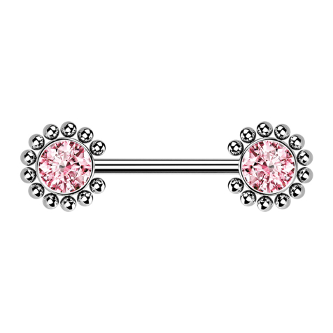 Palline solari Threadless Barbell in argento con cristalli rosa