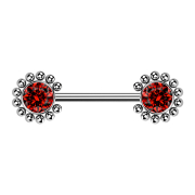 Threadless Barbell silver sun balls with crystal red