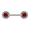 Palline solari Threadless Barbell argento con cristallo rosso