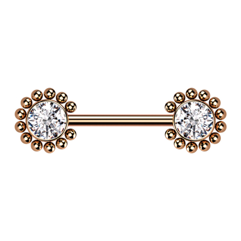 Threadless Barbell, baubles solari in oro rosa con cristalli argentati