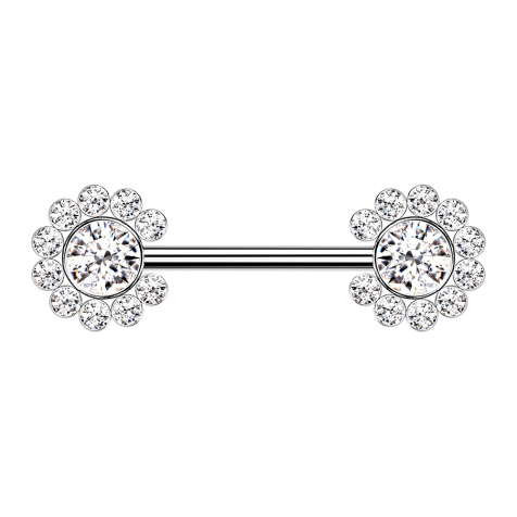 Threadless Barbell argent soleil avec cristaux argent