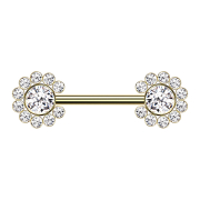 Threadless Barbell doré soleil avec cristaux...