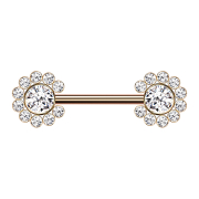 Threadless Barbell or rose soleil avec cristaux...