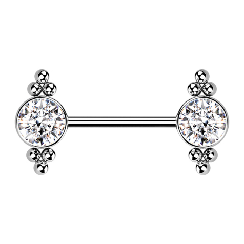 Threadless Barbell silber Kugeln mit Kristall silber