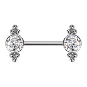 Threadless Barbell silber Kugeln mit Kristall silber