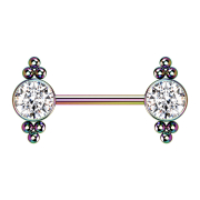 Threadless Barbell colored balls with crystal silver