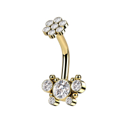 Banane femelle plaquée or fleur de cristal et...