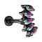 Micro labret filo interno nero ventaglio con cristalli scuro multicolore