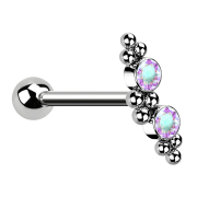 Micro barbell silver with ball two crystals multicolor...
