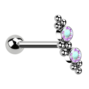 Micro Barbell argent avec boule deux cristaux...